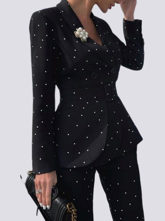 Polka Dots Elegant Lapel Blazer Blazer