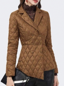 Regular Fit Lapel Collar Langermet Urban Plain Fleece Coat