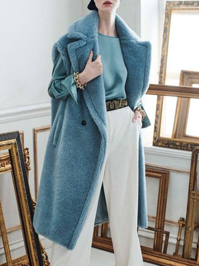 Vanlig Urban Lapel Collar Teddy Coat