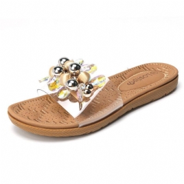 Kvinner Beach Beaded Dekor Flat Tøfler