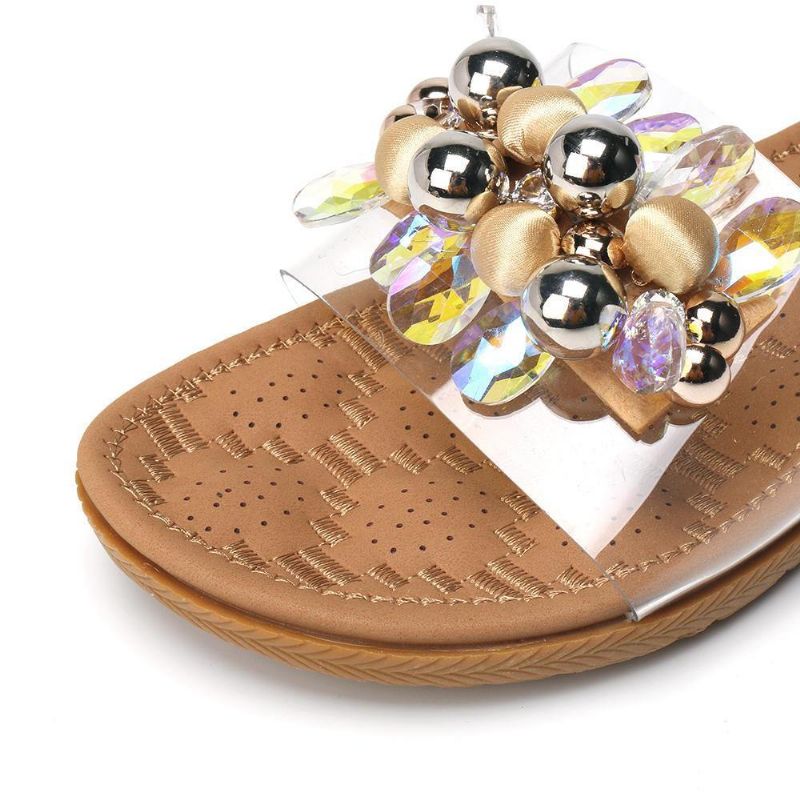 Kvinner Beach Beaded Dekor Flat Tøfler