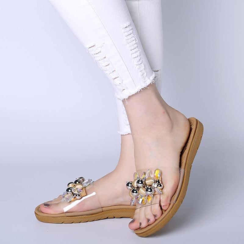 Kvinner Beach Beaded Dekor Flat Tøfler