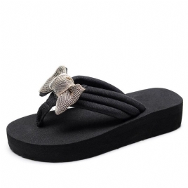 Kvinner Bowknot Decor Comfy Myk Flat Platform Slides Tøfler