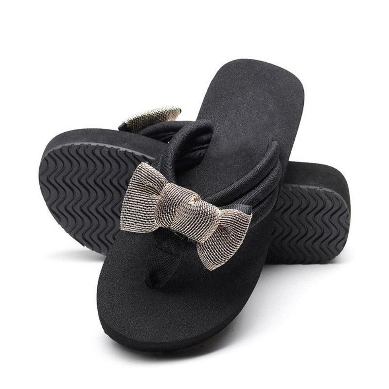 Kvinner Bowknot Decor Comfy Myk Flat Platform Slides Tøfler