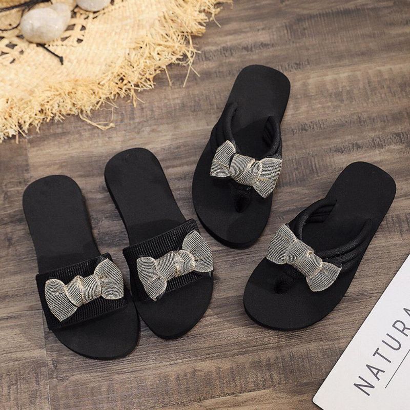 Kvinner Bowknot Decor Comfy Myk Flat Platform Slides Tøfler