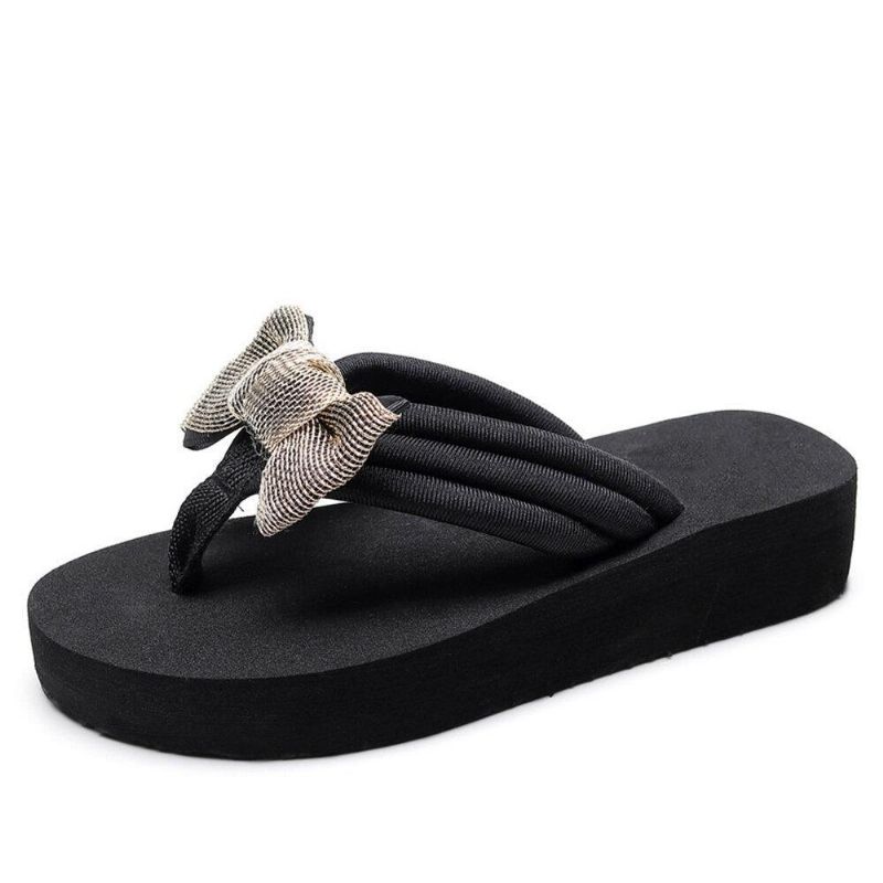 Kvinner Bowknot Decor Comfy Myk Flat Platform Slides Tøfler