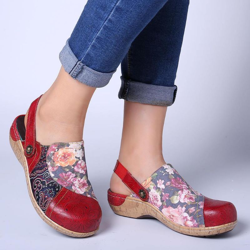 Kvinner Super Comfy Bloom Blomster Skjøting Retro Mønster Søm Slip On Flate Sko