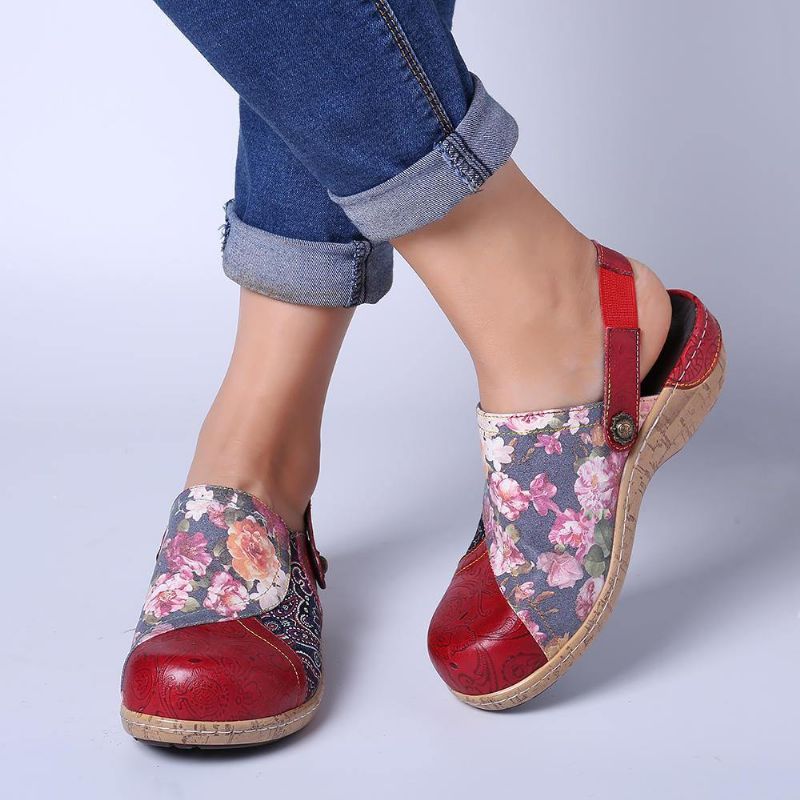 Kvinner Super Comfy Bloom Blomster Skjøting Retro Mønster Søm Slip On Flate Sko