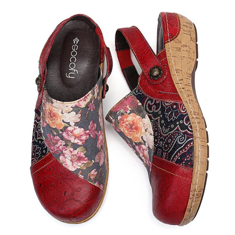 Kvinner Super Comfy Bloom Blomster Skjøting Retro Mønster Søm Slip On Flate Sko