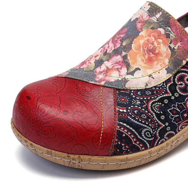 Kvinner Super Comfy Bloom Blomster Skjøting Retro Mønster Søm Slip On Flate Sko