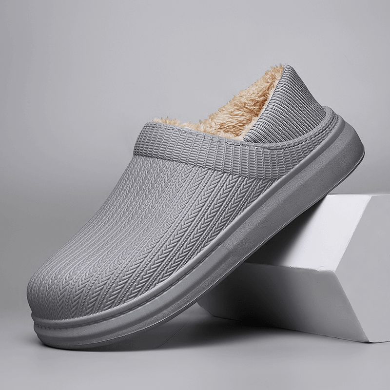 Menn Comfy Wide Fit Rund Tå Varme Easy Slip-On Hjemmetøfler