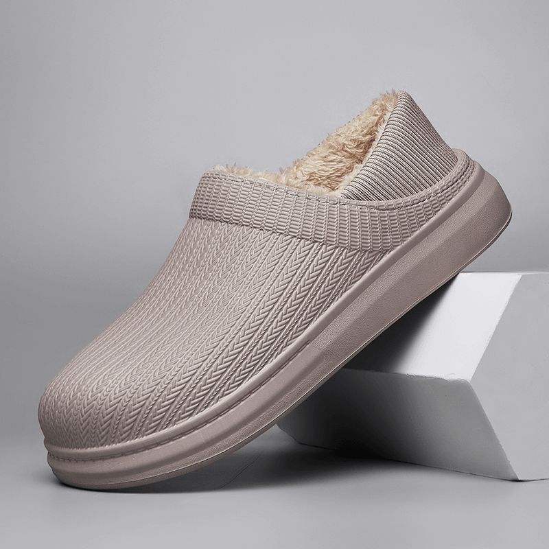 Menn Comfy Wide Fit Rund Tå Varme Easy Slip-On Hjemmetøfler