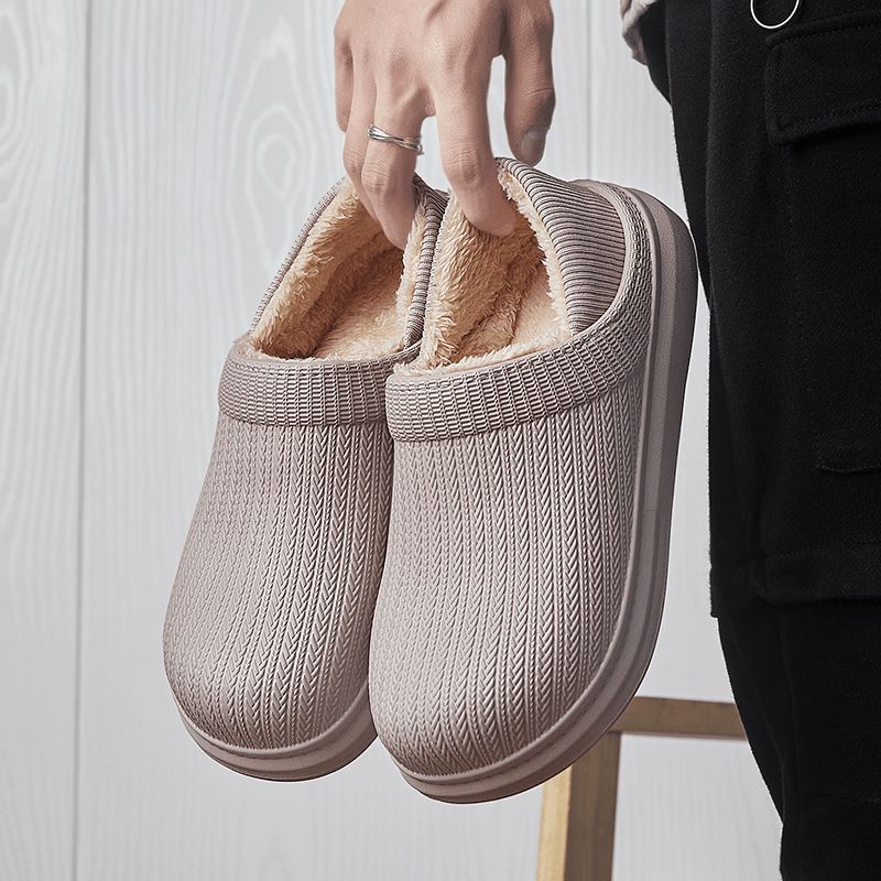 Menn Comfy Wide Fit Rund Tå Varme Easy Slip-On Hjemmetøfler