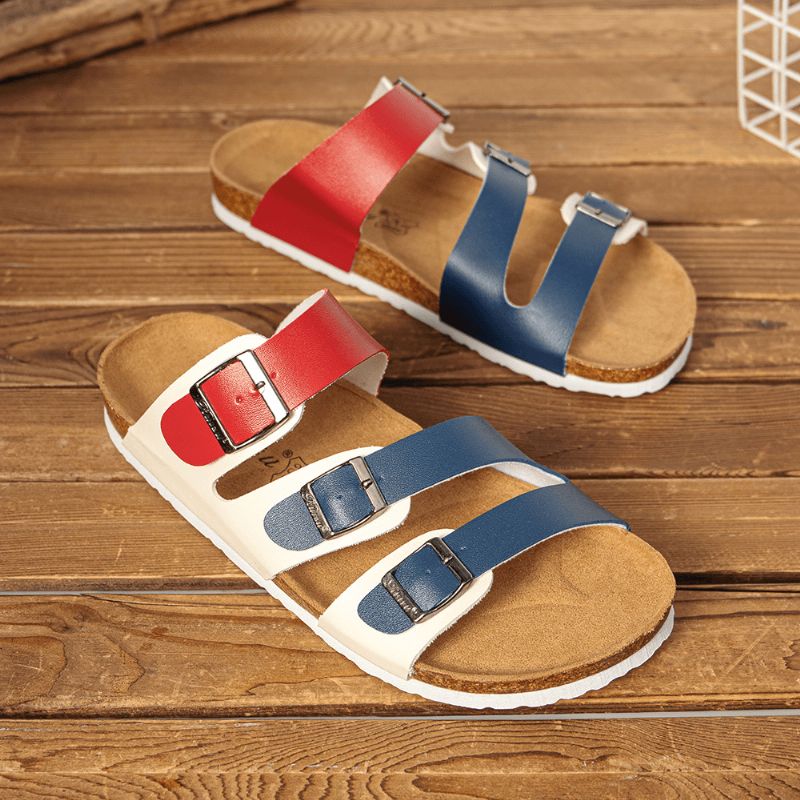 Menn Pustende Sklisikker Korkbunn Åpnet Beach Casual Slide Slipper