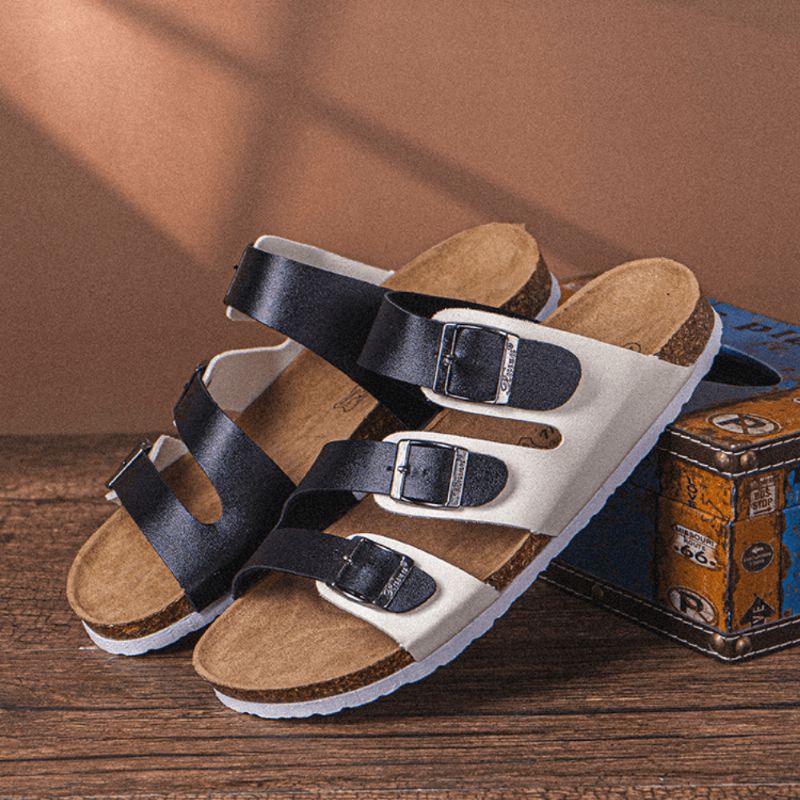 Menn Pustende Sklisikker Korkbunn Åpnet Beach Casual Slide Slipper