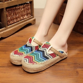 Rainbow Espadrilles Flax Backless Loafers