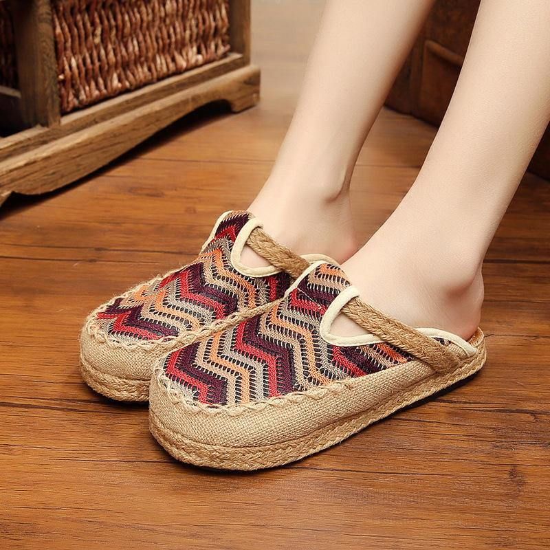 Rainbow Espadrilles Flax Backless Loafers