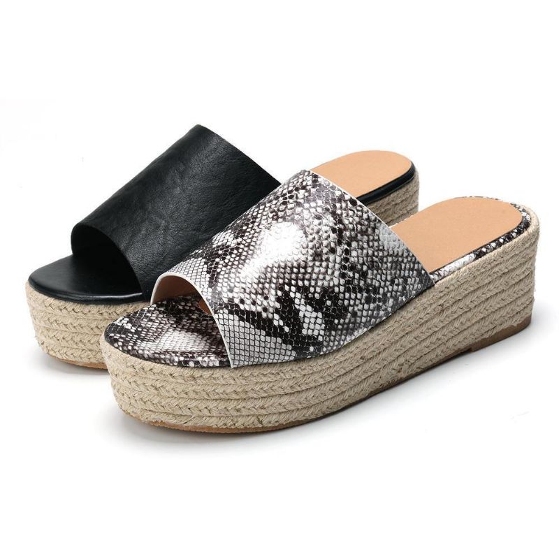 Serpentine Myk Komfortabel Rund Toe Wedge Comfy Tøfler