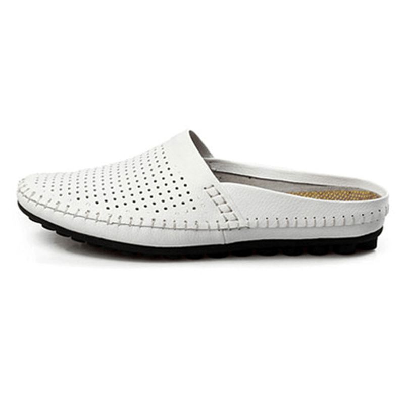 Tøffel Menn Hollow Out Casual Beach Slip On I Skinn