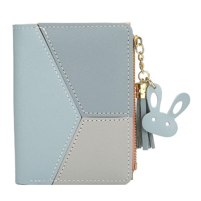 Dusker Pu-Skinn Multi-Slots Kort Pengeveske Slank Kortholder Lommebok For Kvinner Og Damer Med Hjerteformede Metalldusker Anheng Gift Bifold Clutch