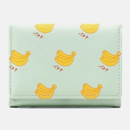 Kvinner 7 Kortspor Trifold Fruit Printed Wallet