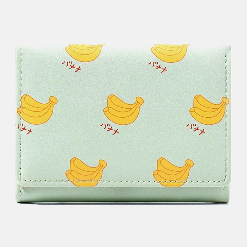 Kvinner 7 Kortspor Trifold Fruit Printed Wallet