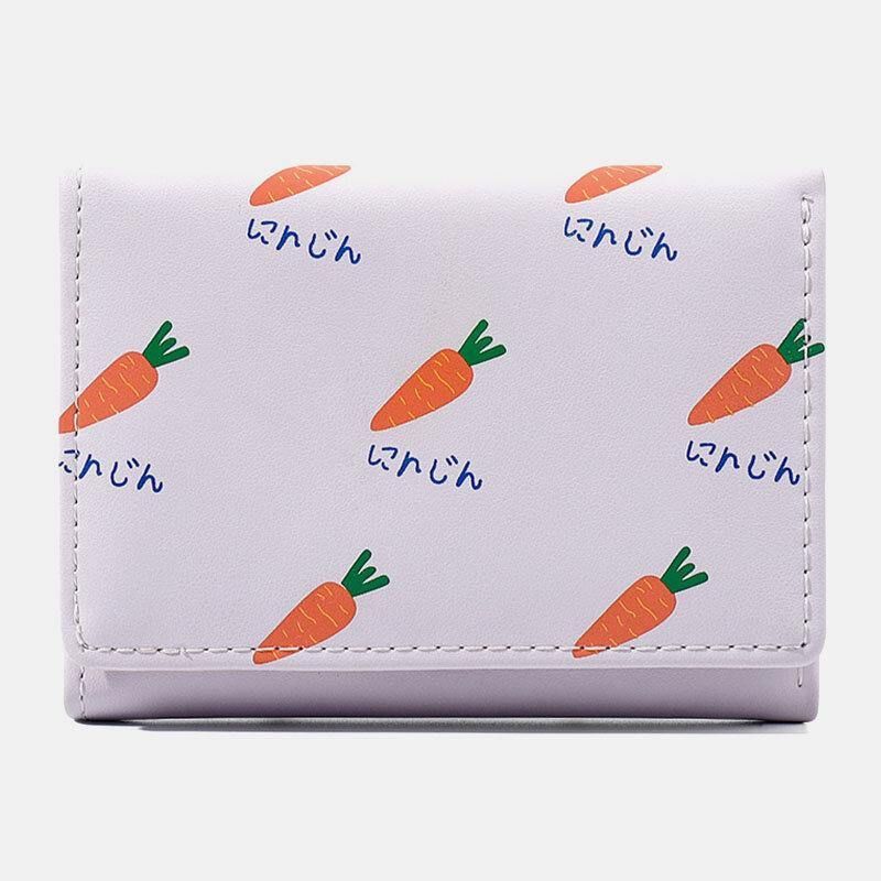 Kvinner 7 Kortspor Trifold Fruit Printed Wallet