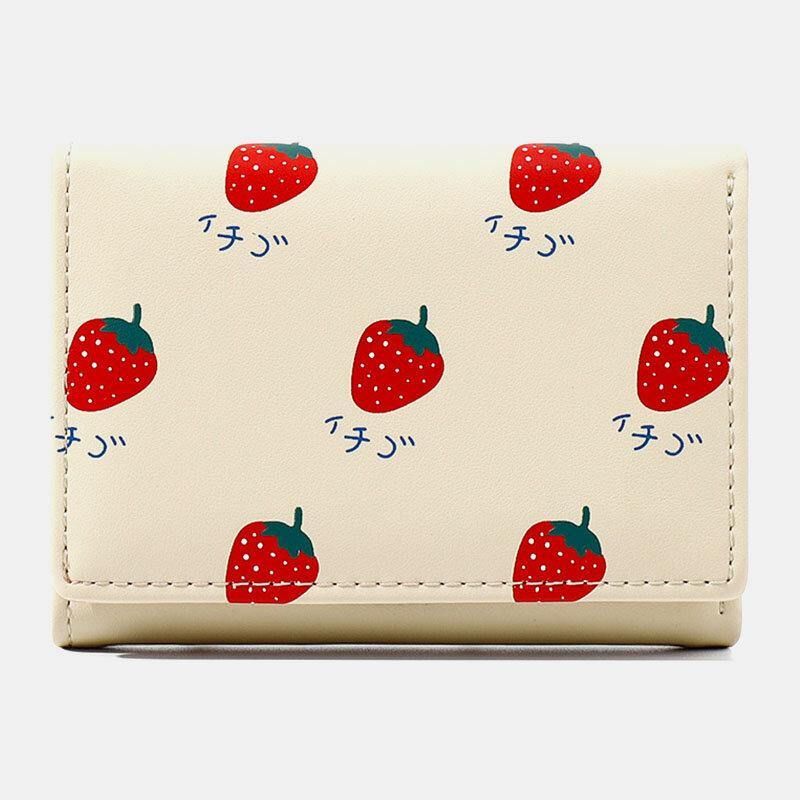 Kvinner 7 Kortspor Trifold Fruit Printed Wallet