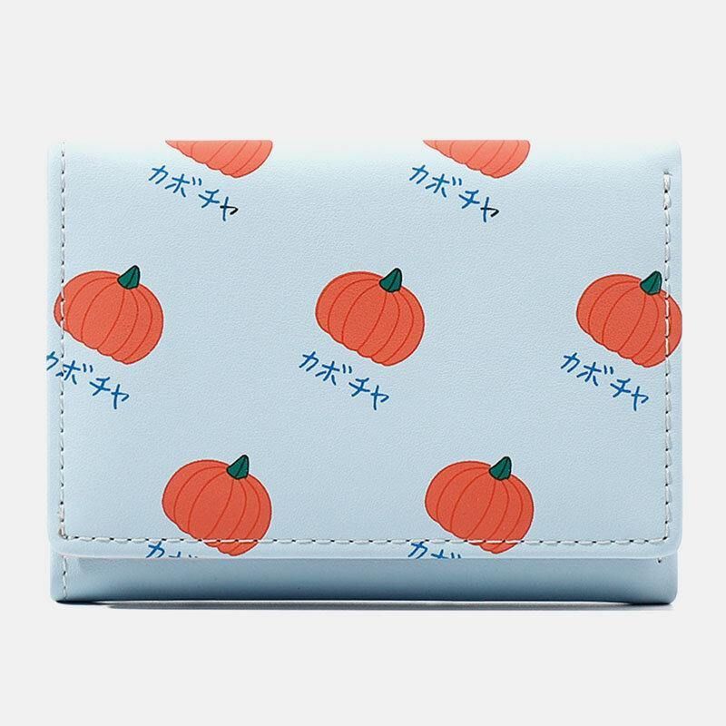 Kvinner 7 Kortspor Trifold Fruit Printed Wallet