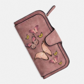 Kvinner Butterfly Lommebok Veske 14 Card Slot Telefonveske