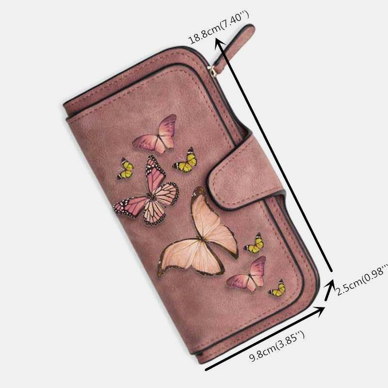 Kvinner Butterfly Lommebok Veske 14 Card Slot Telefonveske