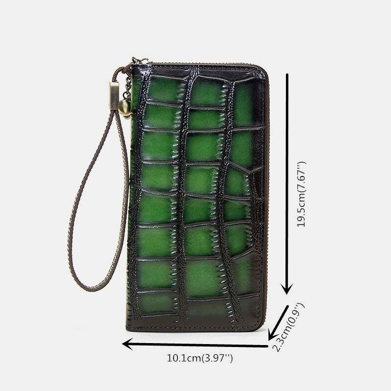 Kvinner Ekte Skinn Alligator Mønster Retro Myk Skinnveske Multi-Spor Kortholder Lommebok Clutch Veske