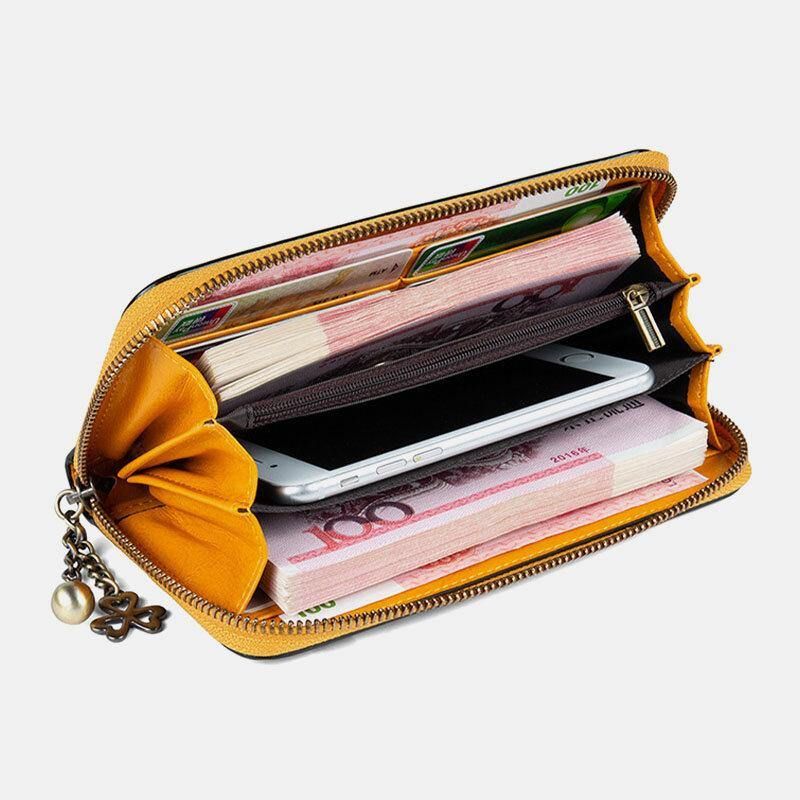 Kvinner Ekte Skinn Dyremønster Vintage Rfid Anti-Theft Multi-Slot Telefonveske Clutch Veske Kortholder Lommebok