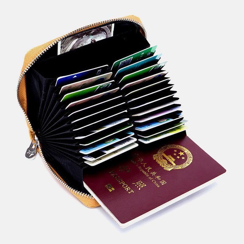 Kvinner Ekte Skinn Rfid Anti-Tyveriorgel Design Milti-Card Slot Card Bag Kortholder Lommebok