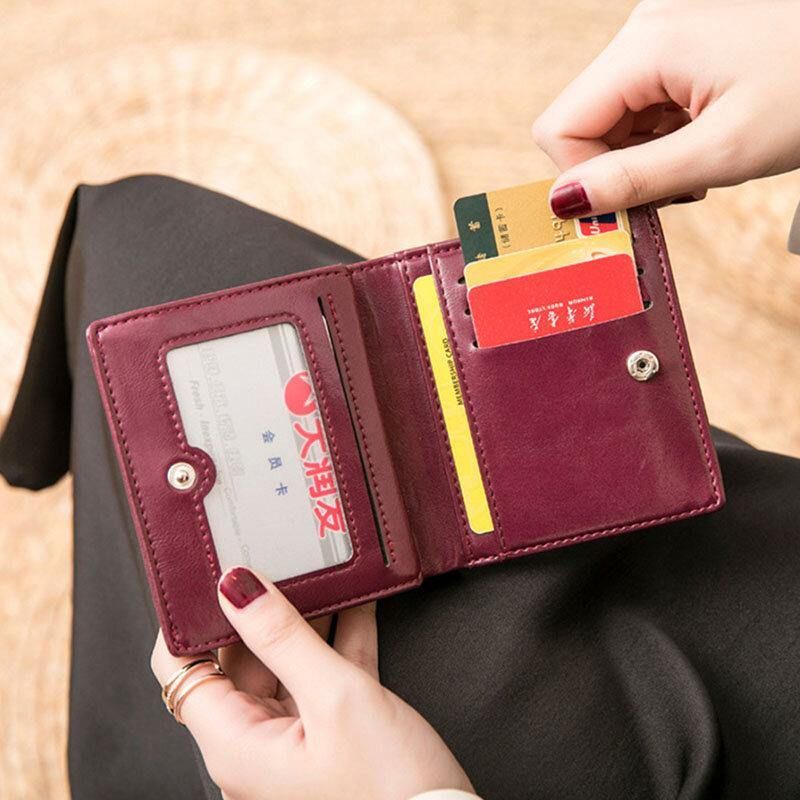 Kvinner Retro Mni Bifold Multi-Card Slot Card Holder Lommebok