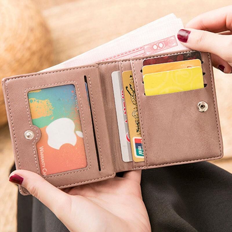 Kvinner Retro Mni Bifold Multi-Card Slot Card Holder Lommebok