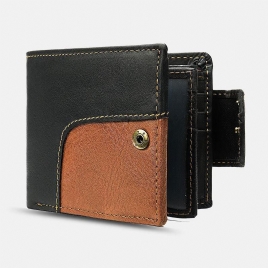 Menn Ekte Skinn Bifold Rfid Anti-Tyveri Multi-Card Slot Retro Casual Kortholder Mynt Lommebok