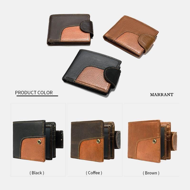 Menn Ekte Skinn Bifold Rfid Anti-Tyveri Multi-Card Slot Retro Casual Kortholder Mynt Lommebok