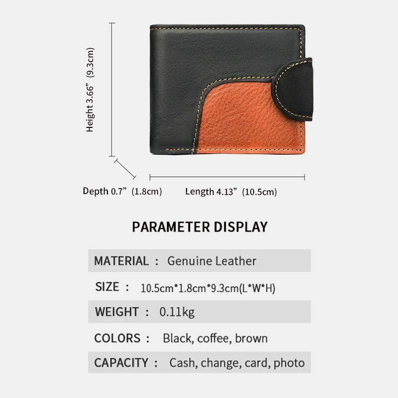 Menn Ekte Skinn Bifold Rfid Anti-Tyveri Multi-Card Slot Retro Casual Kortholder Mynt Lommebok