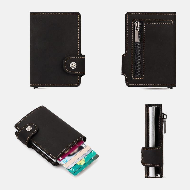 Menn Ekte Skinn Multi-Card Slot Rfid Anti-Theft Vintage Business Casual Kortholder Pengeklemmer Lommebok Veske