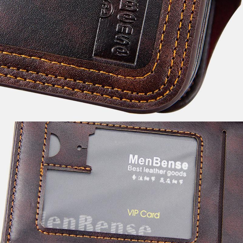 Menn Faux Leather Stor Kapasitet Mote Business Retro Multi-Slot Kortholder Lommebok