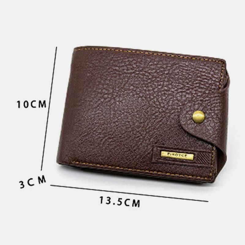 Menn Pu Leather Trifold Hasp Stor Kapasitet Retro Casual Kortholder Mynt Lommebok