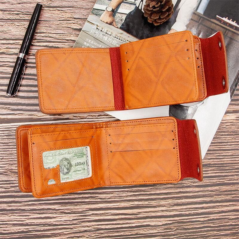 Menn Pu-Skinn Dollarmønster Bifold Sort Multi-Card Slot Card Holder Myntlommebok