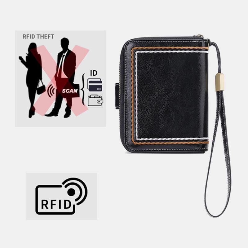 Unisex Ekte Lær Rfid-Blokkering Anti-Tyveriorgan Form Multi-Slot Hovedlomme Kort Bag Kortholder Lommebok