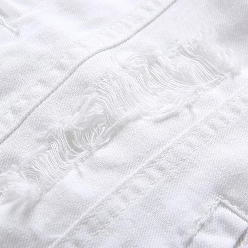 Casual Holes Pocket White Denim Vester