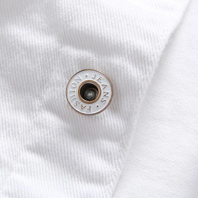 Casual Holes Pocket White Denim Vester