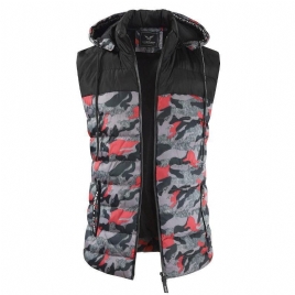 Herre Camo Patchwork Avtakbar Hette Tykk Varm Polstret Vest