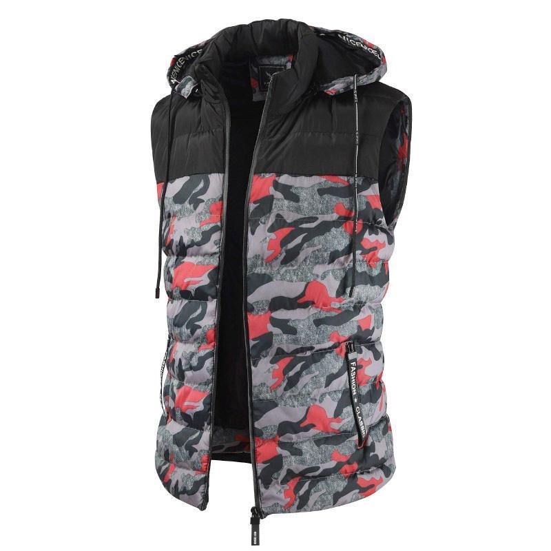 Herre Camo Patchwork Avtakbar Hette Tykk Varm Polstret Vest