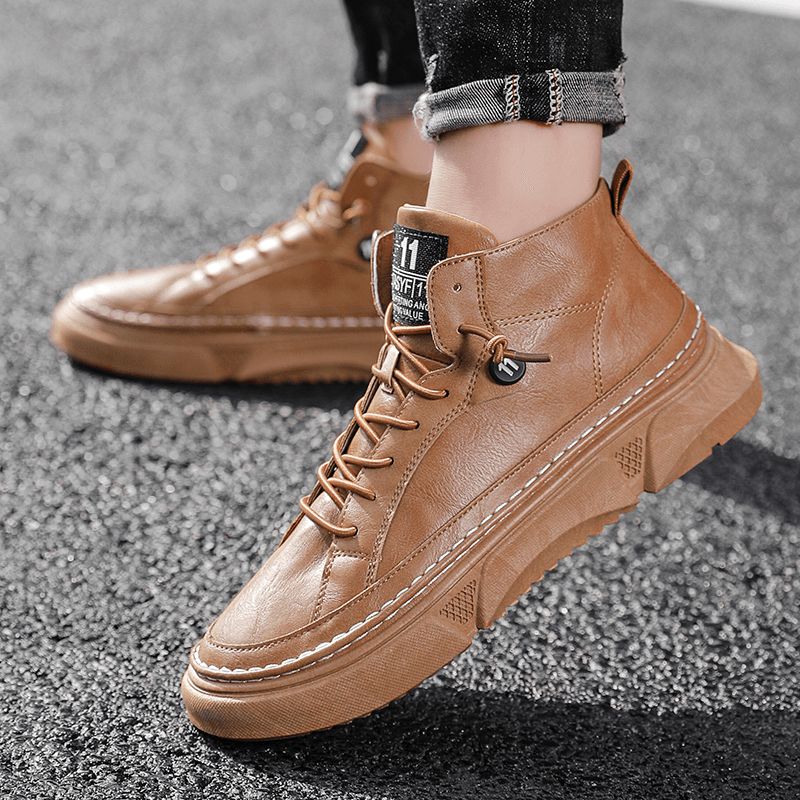 Menn Microfiber Leather Waterproof High Top Sports Tooling Boots