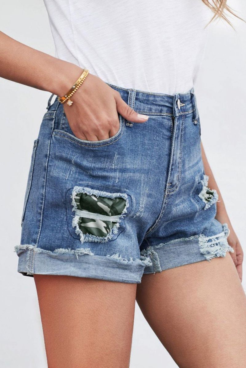 Camo Patchwork Denimshorts